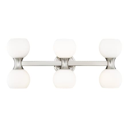 Z-Lite Artemis Vanity, 6-Light, 6.5 In.W x 25 In.L x 10.75 In.H, Brushed Nickel/Matte Opal 494-6V-BN